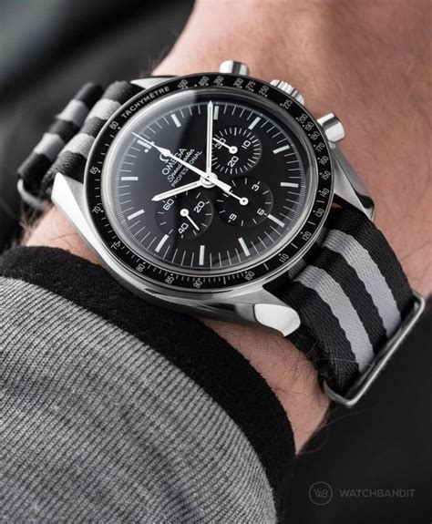 omega speedmaster rubber straps|Omega Speedmaster reduced nato strap.